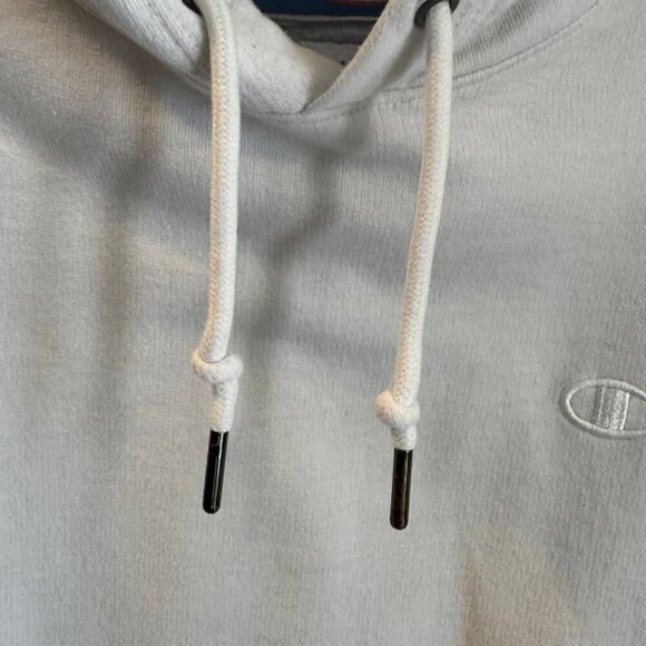 Champion Hoodie Mens Medium White Long Sleeve Drawstring Kangaroo Pocket Pullove - Picture 6 of 11